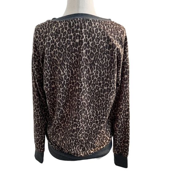 Splendid Cheetah Print Long Sleeve Lightweight Crew Neck Sweatshirt XS - Picture 5 of 8